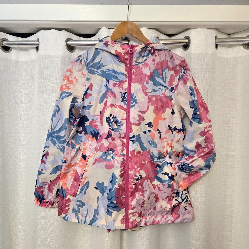 Joules Right As Rain Jacket Windbreaker Hooded Coat Floral Packable
